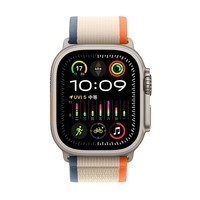 Apple/苹果 Watch Ultra2 智能手表GPS+蜂窝款49毫米钛金属表壳橙配米色野径回环式表带M/L MRFM3CH/A