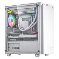 爱国者（aigo）JV13白色 电脑台式主机箱 桌面matx小机箱（全侧透钢化玻璃/ITX主板/240水冷/RGB灯条）