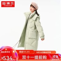 坦博尔羽绒服女2023年新款长款加厚保暖时尚休闲宽松外套TD236776 绯草绿 165/88A