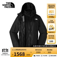 北面（The North Face）三合一冲锋衣女户外运动抓绒内胆防水保暖外套24秋冬上新预|7QW6 4H0/黑色 L/165