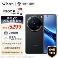 vivo X200 Pro 12GB+256GB 辰夜黑 蔡司2亿APO超级长焦 蓝晶×天玑9400 6000mAh蓝海电池 拍照 AI 手机