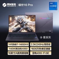 机械革命耀世16Pro 2024新品 高性能14代酷睿i7HX 4060游戏本 旗舰AIPC高端电竞学生办公设计笔记本电脑 14代i7HX|4060|星云灰【耀世16Pro】 64G内存|1TB高速固