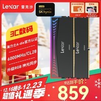 雷克沙（Lexar）DDR5 6000 32GB(16GB×2)套条 电竞RGB灯条台式内存条 海力士A-die颗粒 C28 Ares战神之翼 黑色