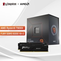 AMD Ryzen™ 9 7900X CPU处理器+金士顿 FURY Beast DDR5 6000 16G*2 内存 CPU+内存套包