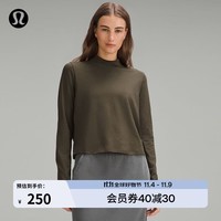 lululemon丨Classic-Fit 女士经典剪裁棉混纺半高领长袖运动衫 LW3HFOS 深橄榄绿 4