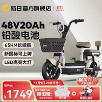 新日新国标电动自行车48V20Ah长续航电瓶车成人女生新款小型电动车 G2版本 奶咖白/童话白