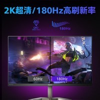 飞利浦 27英寸 NanoIPS原装模组 2K 180Hz 快速液晶1ms HDR400 出厂校准 电竞显示器 PS4显示屏27M1N5500ZR