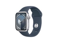 Apple/苹果 Watch Series 9 智能手表GPS款41毫米银色铝金属表壳 风暴蓝色运动型表带S/M MR903CH/A