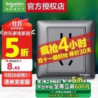 施耐德电气 开关插座面板 86型暗装家用墙壁电源插座面板 睿意系列 灰色 正五孔单支