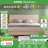 全友家居 双人床家用高脚床板式床现代简约主卧室床1.5x2米家具106302