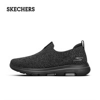 斯凯奇（Skechers）男鞋新款舒适运动健步鞋一脚蹬休闲鞋 黑色/炭灰色 41