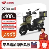 五星钻豹电动车高速电动摩托车 72V35AH大容量外卖车3000W大电机 X1 哑光页岩绿/哑黑