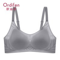 欧迪芬 ORDIFEN内衣女文胸夏季无痕裸感透气清凉无钢圈防下垂聚拢胸罩 墨灰色 S