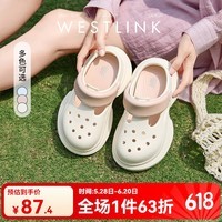 西遇厚底洞洞鞋女2025新款夏季一脚蹬外穿凉鞋松糕包头拖鞋 粉色 （S/M预售6月10日） 35-36 (S)