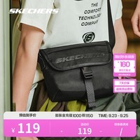 斯凯奇（Skechers）小型邮差包2024新款单肩斜挎包休闲防泼水通勤百搭 碳黑/0018 均码