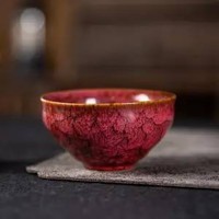 景盏窑变五行杯主人杯单杯开片蝉翼纹个人茶杯陶瓷品茗杯功夫茶具 窑变碗杯(单个:火)