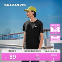 斯凯奇（Skechers）运动T恤吸湿速干2024男同款针织圆领宽松短袖衫 男款-碳黑/0018 M