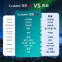 松下 S5M2/S5II/S5二代/S5 mark2 微单/全画幅数码相机 相位混合型对焦实时LUT S5M2丨单机身（不含镜头）