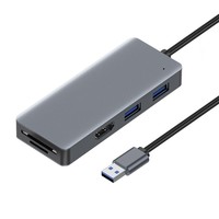 铭日 USB转VGA+HUB网口有线网卡多功能扩展坞USB3.0视频转换器电脑USB转HDMI视频口 USB转HDMI+USB+读卡器