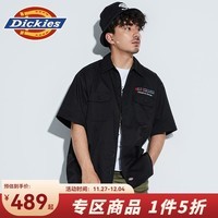 dickies【联名款】DICKIES x WACKOMARIA衬衫男女同款轻薄刺绣短袖男9146 黑色 00L