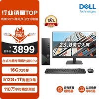 戴尔（DELL）成就3020 台式电脑主机(酷睿13代i5-13400 16G 512GSSD+1TB)23.8英寸大屏显示器 高性能CPU
