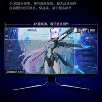 雷神 银翼 27英寸4K 144Hz IPS 65WType-C 纳米量子点HDMI2.1 HDR400电竞游戏显示器升降旋转/LU27F144L