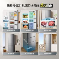 海信（Hisense）冰箱三门小型家用电冰箱二级能效218升双开门租房用小户型家电政府补贴以旧换新BCD-218YK1F