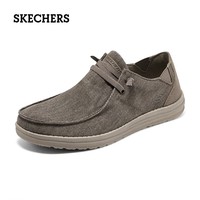 斯凯奇（Skechers）男鞋时尚商务休闲鞋美式休闲帆布鞋复古低帮耐磨一脚蹬板鞋 卡其色-387 41