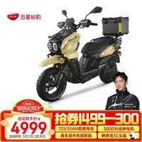 五星钻豹电动车高速电动摩托车 72V35AH大容量外卖车3000W大电机 X1 哑光戈壁米棕/哑黑