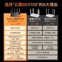 Tenda腾达路由器满血WiFi7+云霄BE5100超强2.5G网口无线千兆穿墙王信号增强家用立式Mesh双频排行前十名