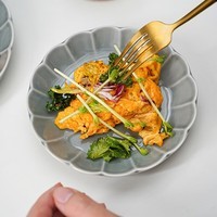 美浓烧(Mino Yaki)日本进口色釉窑变盘子 菜盘 家用早西餐陶瓷餐盘高级感 中平盘(16.3*2.4cm)