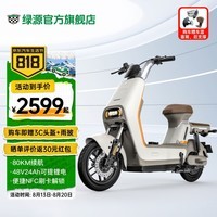 绿源（Luyuan）LIVA7豪华版新国标电动自行车48V24Ah锂电代步轻便电瓶车 liva7锂电 焕彩奶咖