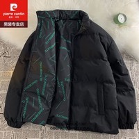 皮尔卡丹（pierre cardin）双面穿棉服男女情侣款宽松羽面包绒服秋冬季潮流加厚保暖棉衣外套 黑色 M