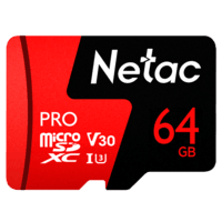 Netac朗科TF内存卡行车记录仪监控摄像头手机存储microSD卡航拍无人机运动相机C10高速 P500 PRO 64G U3 4K拍摄