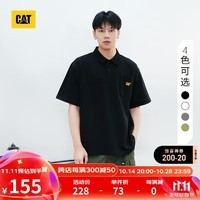 CAT卡特24夏新品男户外凉感速干防晒多功能logo设计短袖T恤 黑色 XL