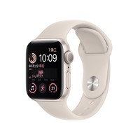 Apple Watch SE 2022款智能手表GPS款40毫米星光色铝金属表壳星光色运动型表带 健康手表  MNJP3CH/A