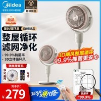 美的（Midea）电风扇家用空气循环扇落地扇轻音台立地定时3D摇头风扇客厅卧室智能遥控涡轮换气对流扇 【滤网除菌净化】-3D立体摇头24TLK