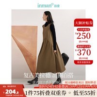 茵曼（INMAN）【旷野美拉德】法式背心裙2024秋女装新款长袖宽松套头连衣裙 棕色 M