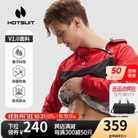 HOTSUIT后秀暴汗服运动男女套装运动服健身跑步服防风防水轻薄款 红色 经典长款【男款】 S