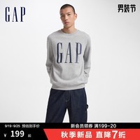 Gap男女装2024初秋新款字母印花大logo圆领抓绒卫衣609136简约经典款 灰色 175/96A(L) 亚洲尺码