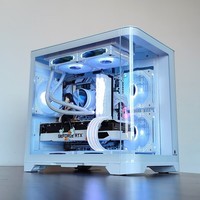 玩嘉天幕白色MINI曲面玻璃海景房电脑机箱台式机MATX240/360水冷 天幕MINI白（支持MATX/240水冷/32显卡