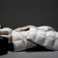 白鹅绒羽绒被160支拼色金银丝鹅绒被静音面料春秋被冬被 白色拼灰色 200*230cm填充1000克-春秋被