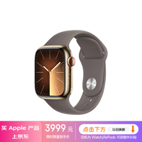 Apple/苹果 Watch Series 9 智能手表GPS+蜂窝款41毫米金色不锈钢表壳陶土色运动型表带M/L MRJX3CH/A