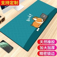 索能（SUONENG） 超大鼠标垫办公快捷键大全PS加厚大号软件excel桌面键盘电竞游戏电脑桌垫 蓝底加班柯基-骨头 尺寸400x900mm厚度4mm