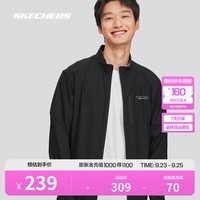 斯凯奇（Skechers）2024秋季新款凉感防晒男士运动外套透气舒适信风灰 碳黑/0018 L