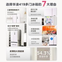 华凌神机小冰棒60cm超薄零嵌入法式多门净味电冰箱家用小户型大容量双变频HR-419WUFPZ 美的出品