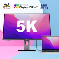 优派 27英寸 5K超清 IPS HDR400 TypeC96W 10bit 旋转升降 微边 广色域电脑显示器27 VG2781-5K