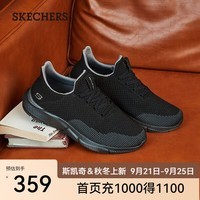 斯凯奇（Skechers）男鞋休闲鞋运动鞋一脚蹬减震舒适透气网面鞋 65867 全黑色/65867-BBK 39.5