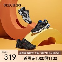 斯凯奇（Skechers）男鞋休闲鞋 男士户外运动鞋复古拼接厚底增高老爹鞋 237145 灰色/黑色/GYBK 45.5