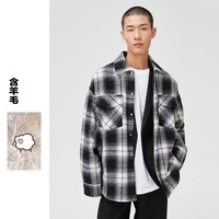 杰克·琼斯（JACK&JONES）QL男款外套冬季男装潮流街头个性格纹字母毛呢上衣222427036 223127002E40 165/88A/XS